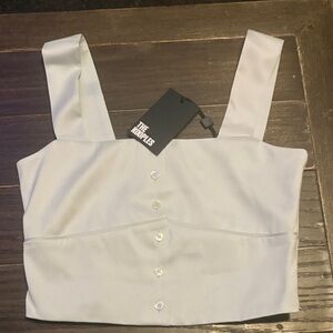 The Kooples Cream Buttoned Crop Top